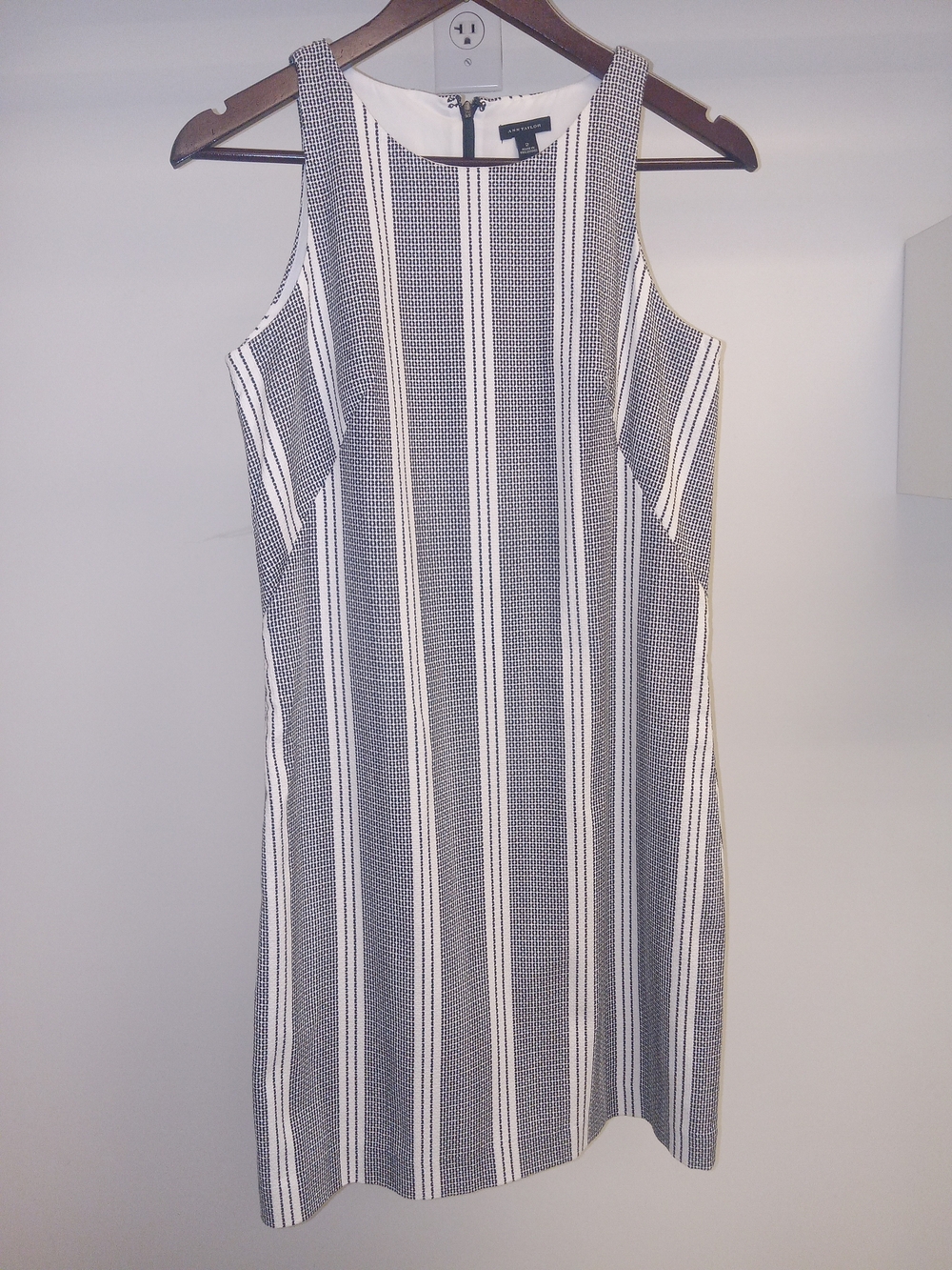 Ann Taylor Black and White Striped Shift Dress